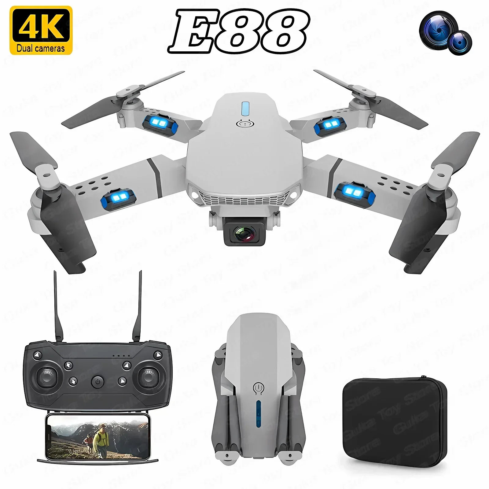 Rc Helicopter Case - E88 프로 와이파이 FPV 드론, 광각